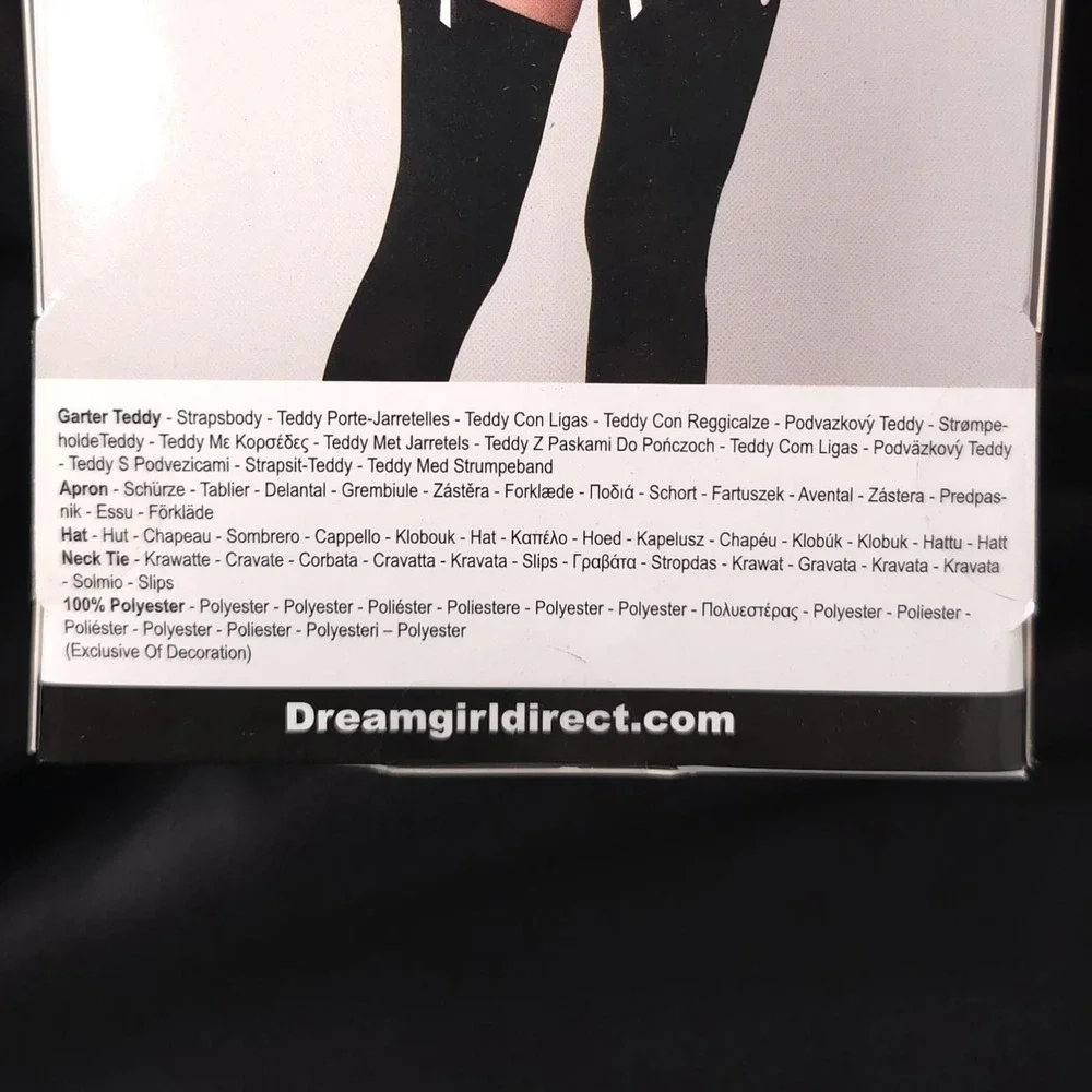 NWB Dreamgirl French Maid Flirt ONE‎ SIZE Lace Teddy Apron Bodice Garters 12826